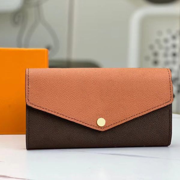 

luxury splice color leather women's wallet card purse bag with box 2 sizes 71237g