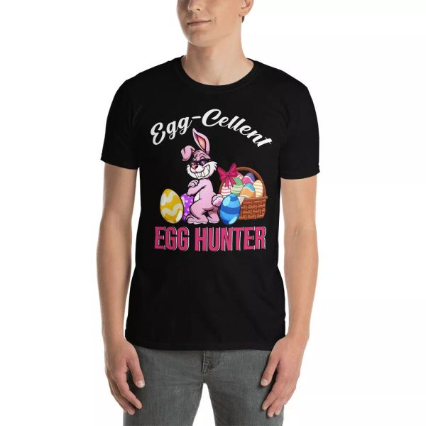

egg-cellent egg hunter funny easter day egg bunny rabbit lover gifts t-shirt, White;black