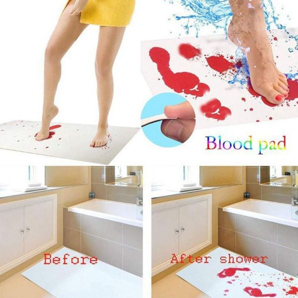 

bath mats halloween gifts blood mat color changing sheet turns red wet make you bleeding footprints shower carpet for bathroom