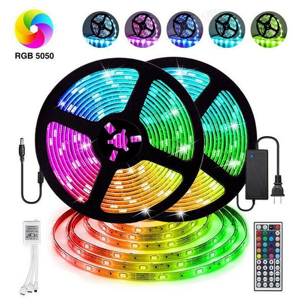 

christmas party light strip dc12v smd rgb led 24keys ir remote control indoor home lamp eu/us power adapter strips