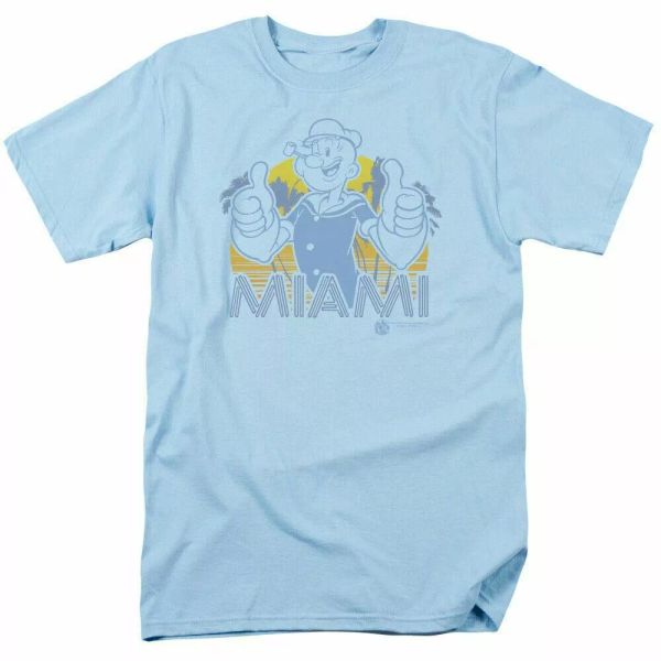 

popeye miami t shirt mens licensed idw comics tee light blue, White;black