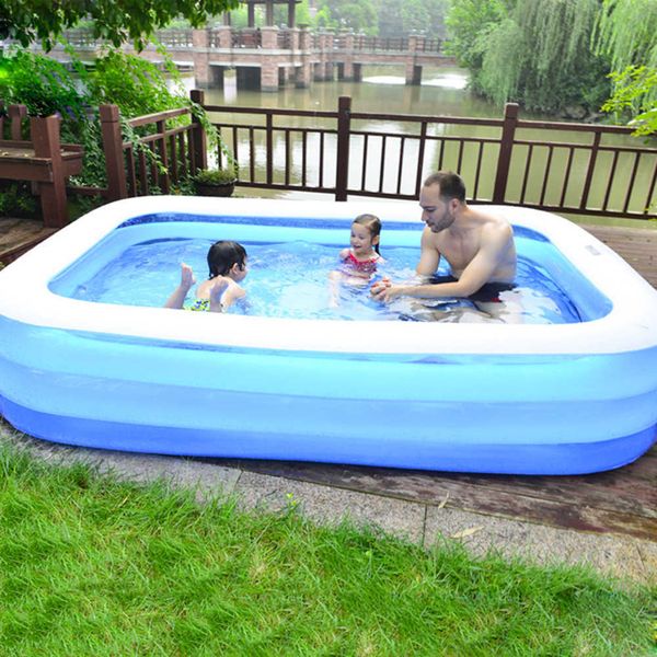 Bambino Adulti Estate Piscina gonfiabile Adulti Bambini Addensare PVC Rettangolo Vasca da bagno Piscina per bambini all'aperto Giocattolo per acqua coperta X0710