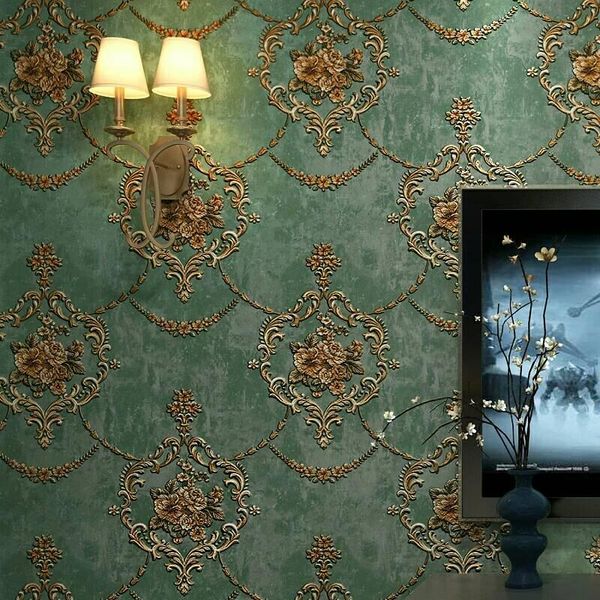 

wallpapers 3d pastoral flower non-woven wallpaper green european style bedroom living room sofa tv background papel de parede a&b