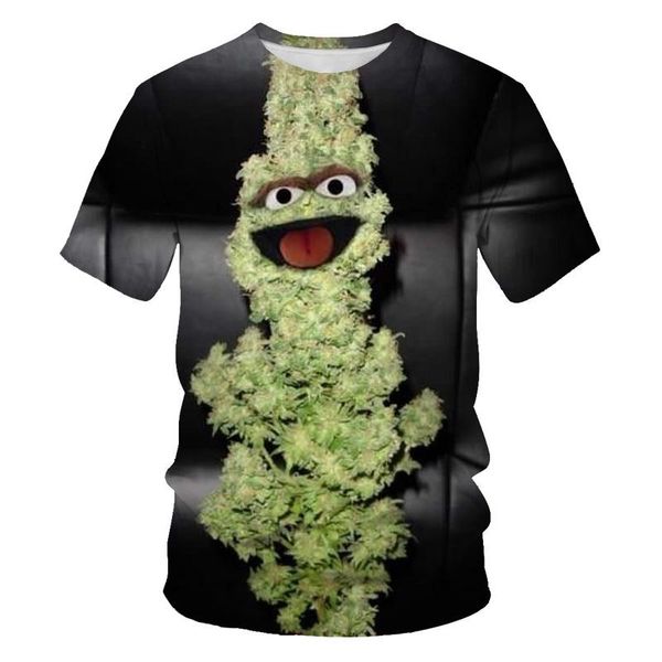 

fashion harajuku plant bird animation 3d print t-shirt summer boys girls hip hop street style men's t-shirts, White;black