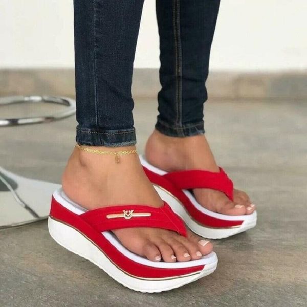 

slippers brand flip flops summer fashion women shoes design slope heel platform shoe high heels 2021 slipper, Black