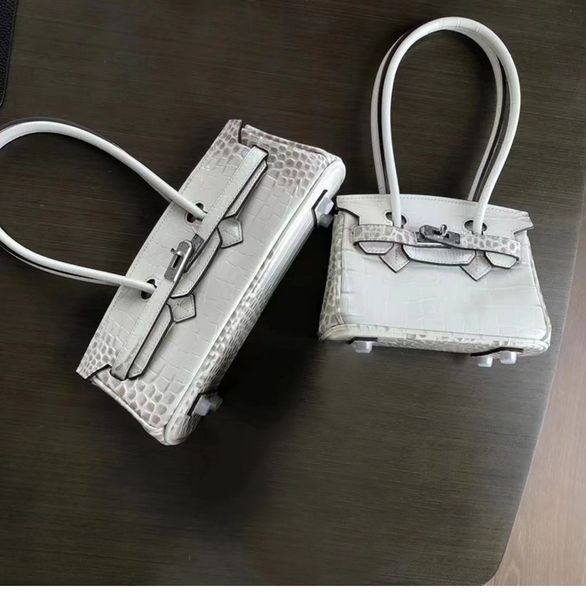

net red women's 2021 new fashion himalayan crocodile horizontal one shoulder underarm kelly bag