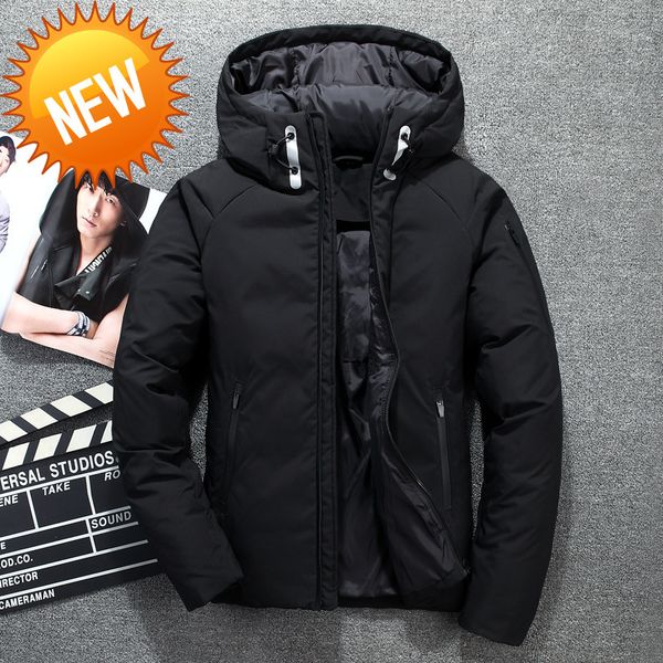 

2021 winter new men white duck down jacket classic style thick warm casual hooded coat brand clothing gray khaki black