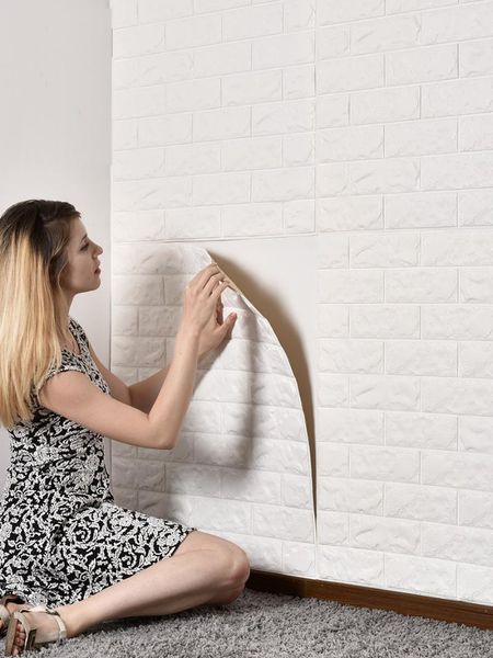 

wallpapers 3d three-dimensional wall stickers living room bedroom skirt brick pattern wallpaper background waterproof self-adhesi