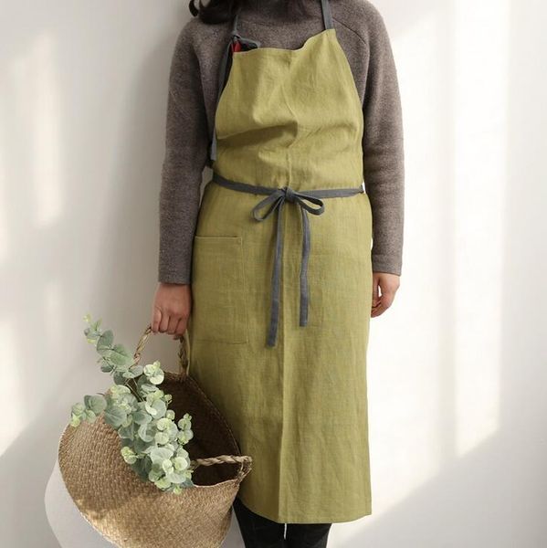 

baking & pastry tools full length cotton linen apron barista cafe waitress bar bakery catering uniform painter florist gardener workwear