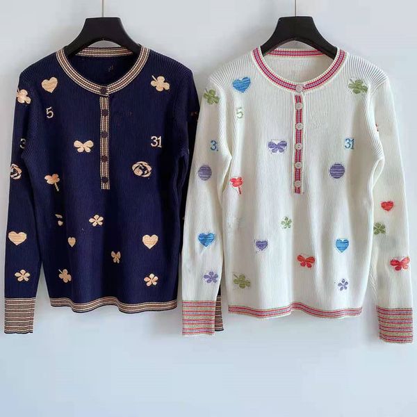 

2021 designer print knitted-out long fashion female sweater thin around neck women's sweaters, White;black