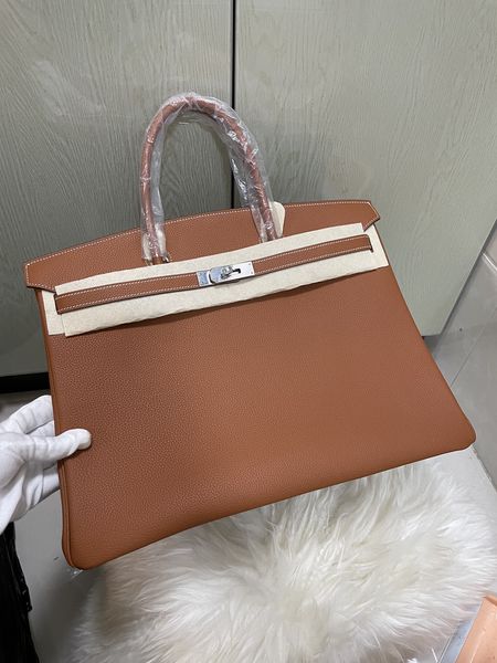 

40cm man handbag totes luxury bag men brand purse genuine togo leather handmade quality wax line stitching wholesale price fast delivery