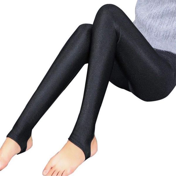 

women's leggings yrrety push up legging women black shiny pant autumn spring stretchy soft spandex solid color fluorescent elastic trou