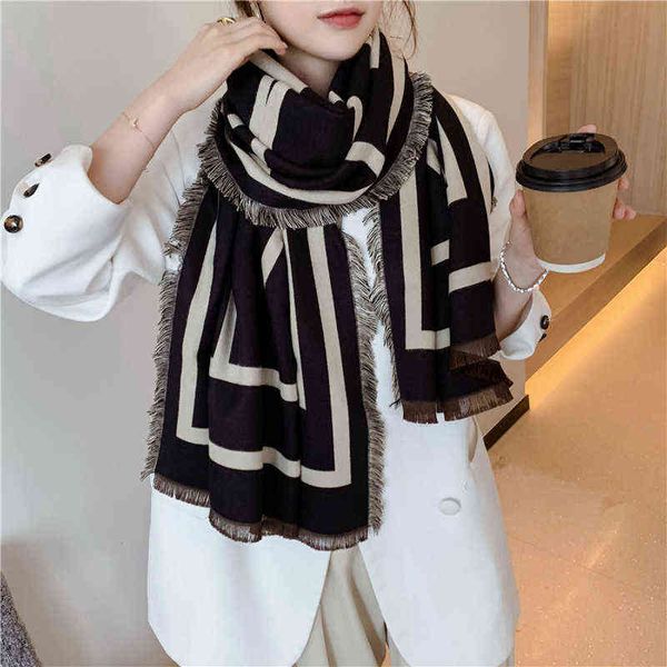 

scarves net red scarf female autumn and winter korean version versatile ins fashion imitation cashmere air conditioning room shawl dual-purp, Blue;gray