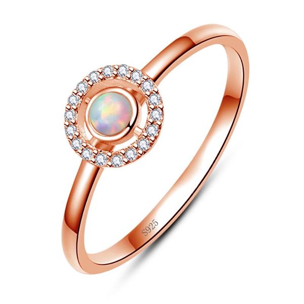 

cluster rings rose gold opal vintage zircon 925 sterling silver for women party proposal fine jewelry, Golden;silver