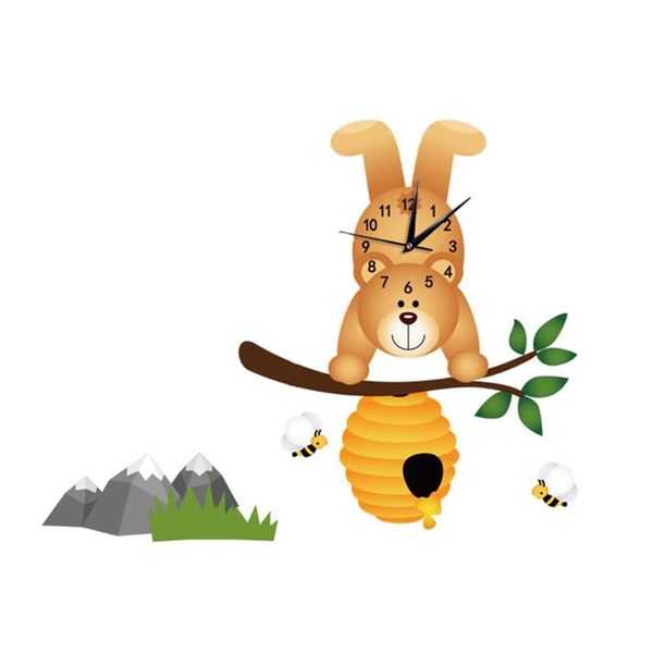 

wall clocks 1pc living room children three-dimensional cartoon bear clock