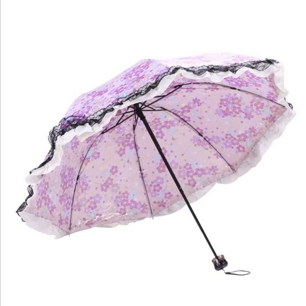 

umbrellas ins cute lady sunny and riany five floding blackcoating umbrella