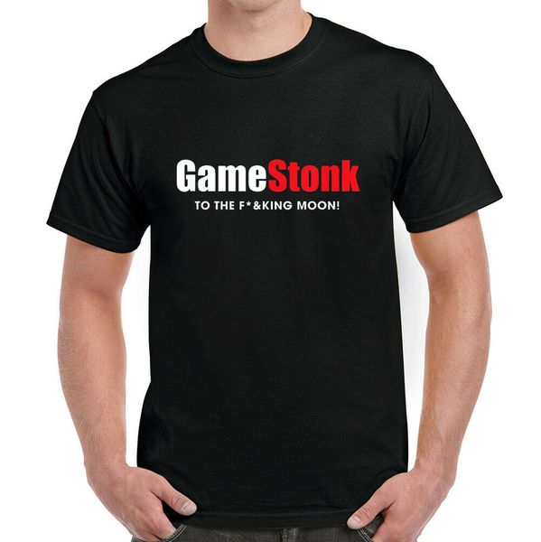 

game stonk to the f'ing moon sgame t-shirt, White;black