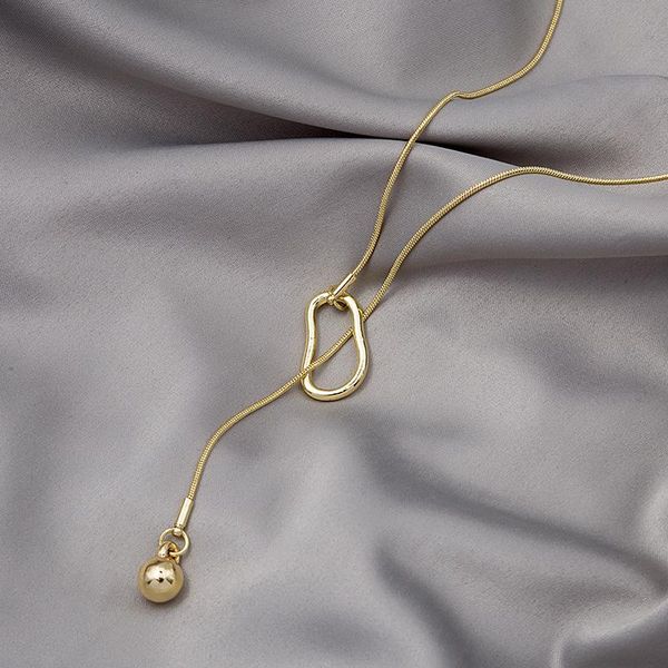 

chokers 2021 design irregular geometric gold necklace korean version simple metal clavicle chain, Golden;silver