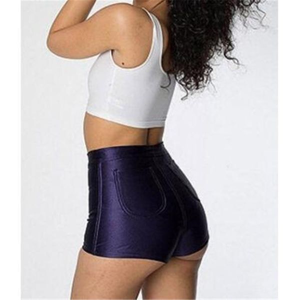 

running shorts fitness jogger women high waist solid sport workout slim tummy control gym athletic tight, Black;blue