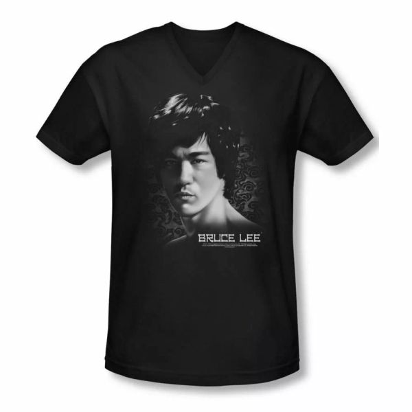 

bruce lee in your face v neck t-shirt sizes- s-2x new, White;black