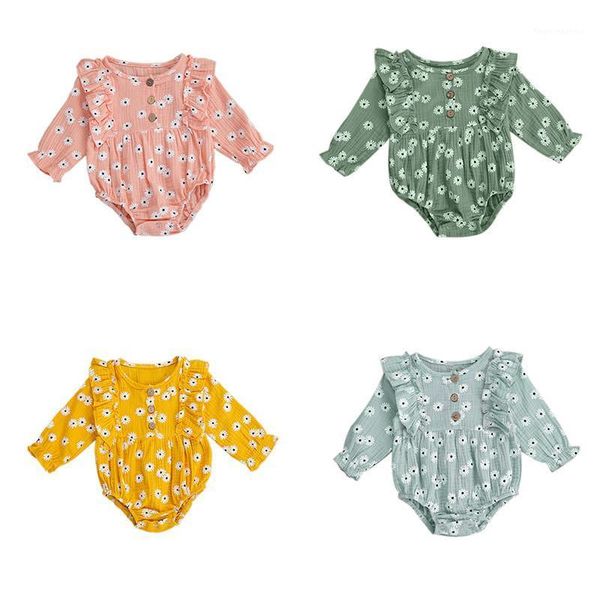 

jumpsuits baby & children's infant girls daisy flower romper outfits long sleeve printed overall clothes1, Blue