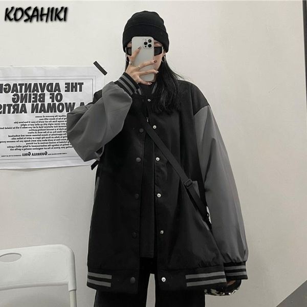 

women's jackets kosahiki harajuku bomber jacket autumn streetwear baseball women 2021 vintage lazy style female coat chaqueta, Black;brown
