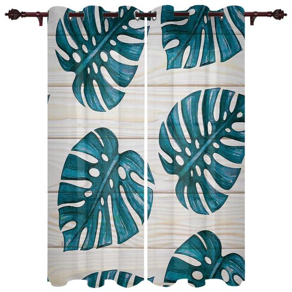 

curtain & drapes kitchen window curtains tropical blue palm leaves children bedroom decoration living room hanging clothtreatment