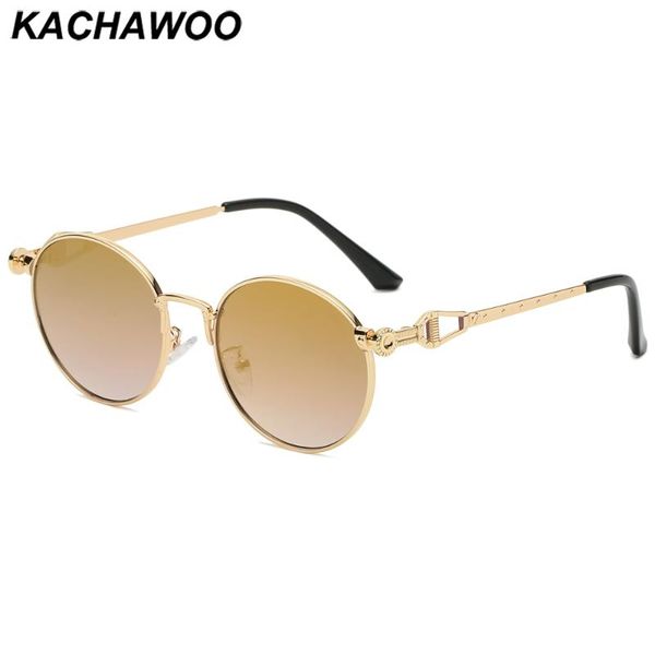 

sunglasses kachawoo round retro for men metal eyeglasses women's stylish sun shades european style gold blue mirror uv400 travel, White;black