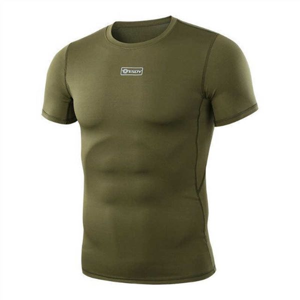 Estilo militar de verão camuflagem tática camiseta homens respirável rápido exército seco t-shirt de combate de manga curta compressão camo tee p0806