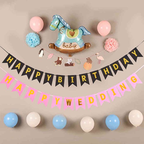 

gilded paper and children's party decorative letter flag pulling