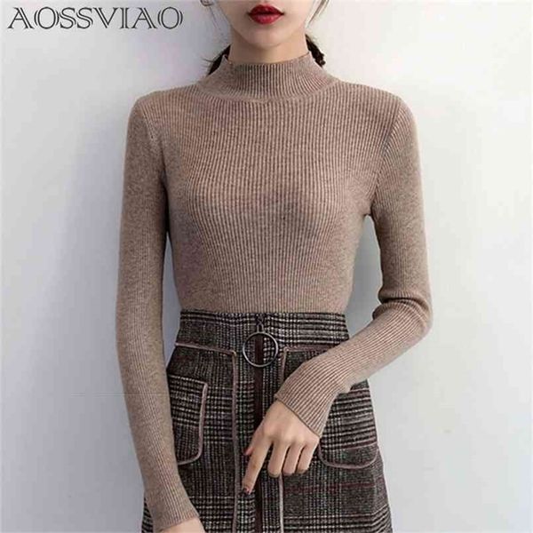 

autumn winter women pullovers sweater knitted korean elasticity casual jumper fashion slim turtleneck warm female sweaters 210914, White;black