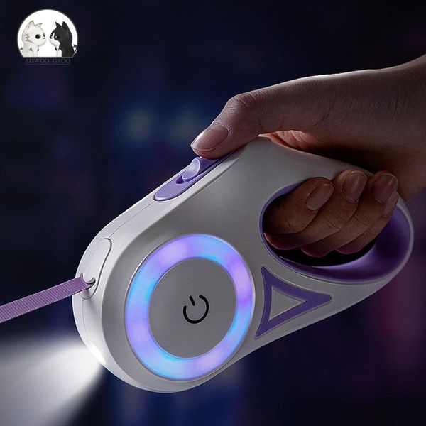 

dog collars & leashes streamer led lights leash automatic extending nylon leads premium durable pet walking traction rope products