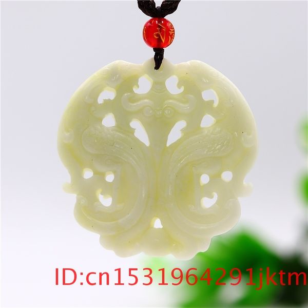 

jade phoenix pendant necklace gifts chinese for carved white fashion men jewelry natural charm double-sided amulet women, Slivery;golden