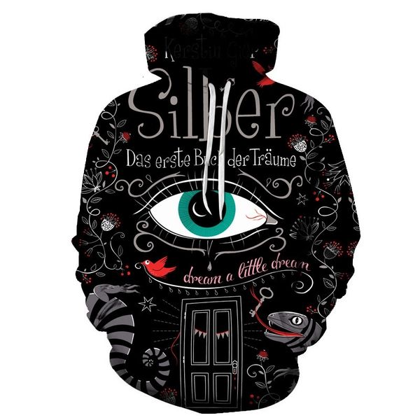 

new 3d digital printing creative one eye letter pullover men's casual sports hoodie, Black