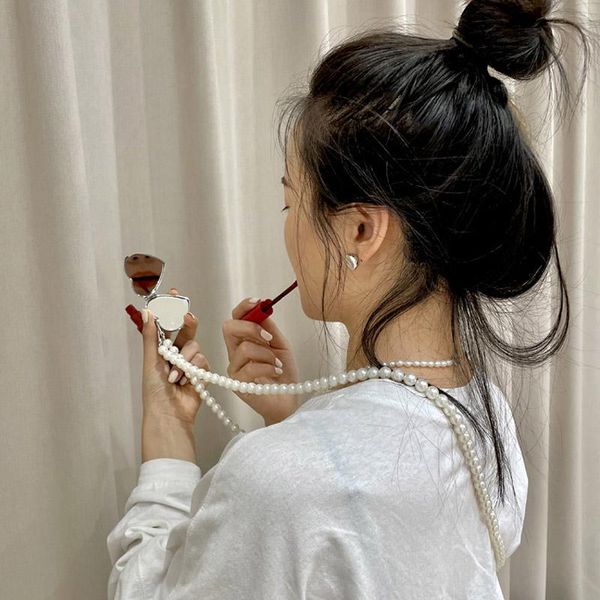 

evening bags woman fashion pearl shoulder simple messenger designer portable trendy personality mini vanity mirror