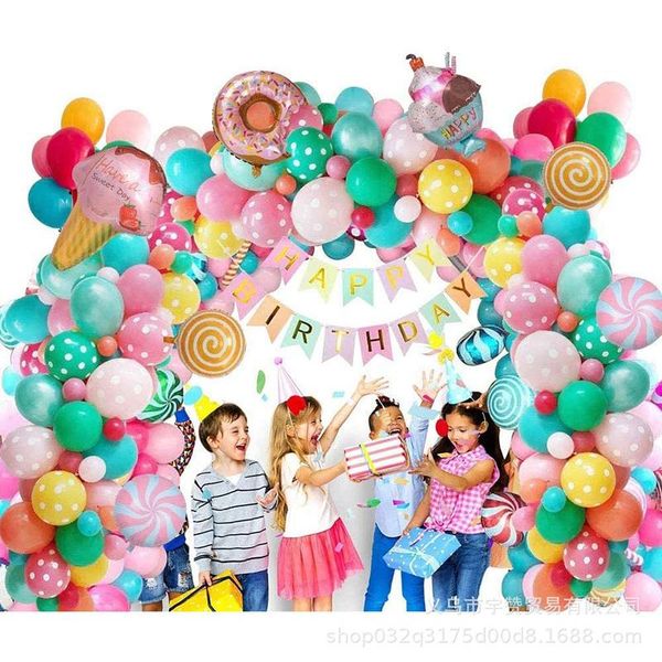 

party decoration 1set candy theme balloons arch garland summer macaron latex balloon chain for baby shower girls birthday decor supplies