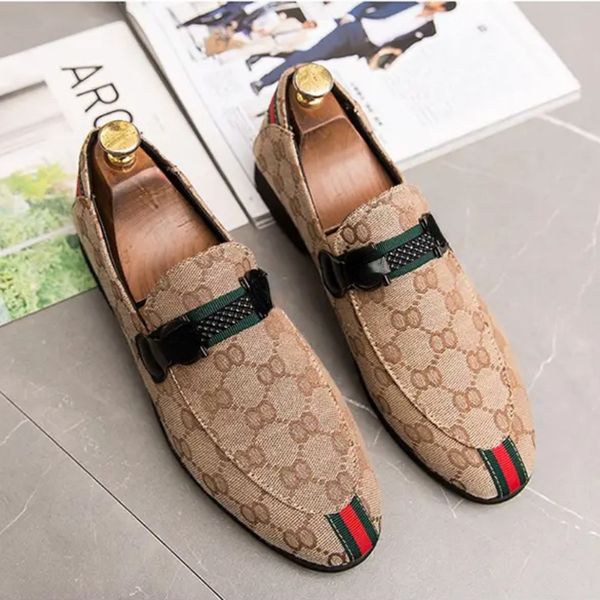 

comfortable printed men business casual shoes, one step on the classic luffy daily low heel round head british style dh149, Black