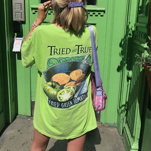 

avocado green super chic painted print graphic t shirts for women girls oversized loose streetwear harajuku style 2021summer women's t-, White