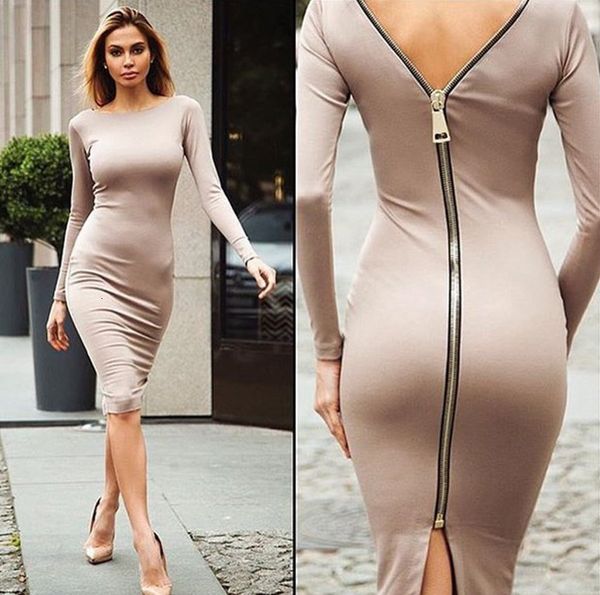 

casual dresses new arrival women party dresses night club dress with zipper back knitted long sleeve knee length dress, Black;gray
