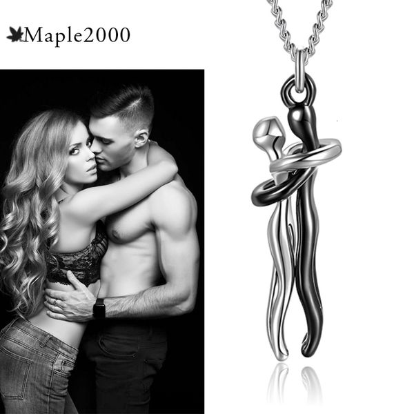

necklaces pendants couple hugging pendant necklace exquisite gold s for women fashion pendants couple love witness jewelry, Silver