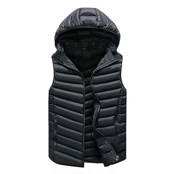 

vest men solid men's winter jacket warm outerwear waistcoat casual for hooded man sleeveless vests, Black;white