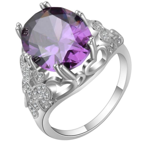 

wedding rings exquisite purple zircon for women jewelry vintage engagement ring, Slivery;golden