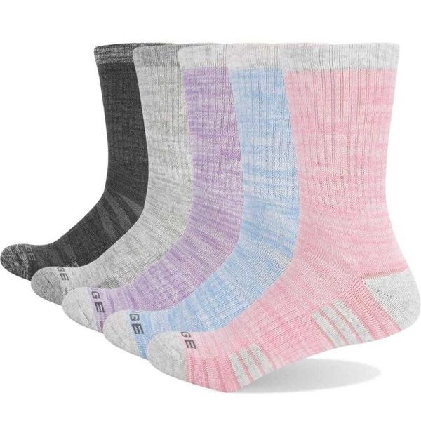 

sports socks brand 5 pairs women's cushion cotton breathable moisture wicking cute colorful athletic hiking crew dress, Black