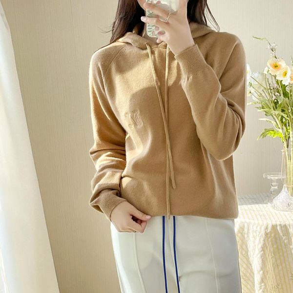 

women's sweaters letter loose hooded wool cashmere sweater autumn and winter long sleeve pullover casual, White;black