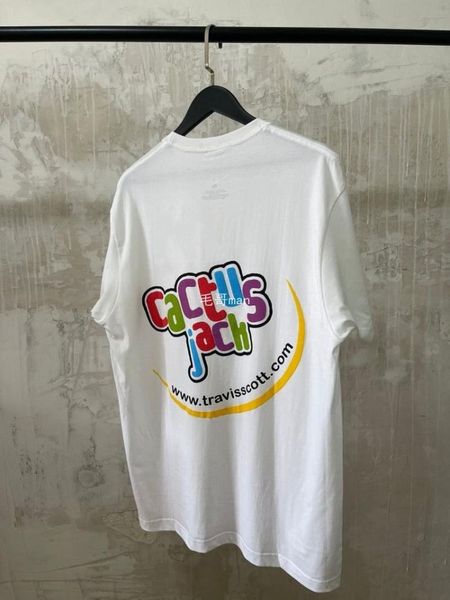 

men's t-shirts color foam printing letters cactus jack travis scot shirt men women tee loose short sleeve, White;black