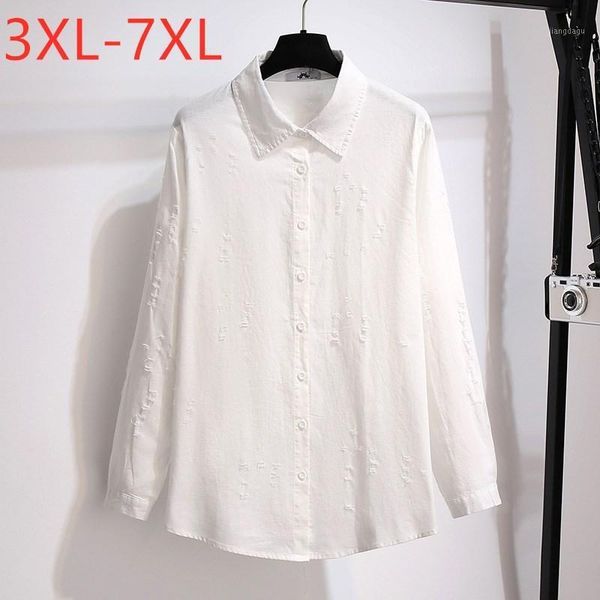

plus size t-shirt spring autumn for women fashion large loose long sleeve white cotton linen hole shirt 3xl 4xl 5xl 6xl 7xl, Black