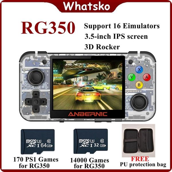 

whatsko retro game rg350 portable handheld console mini 64 bit 3.5 inch ips screen 16g player rg 350 ps1 games players