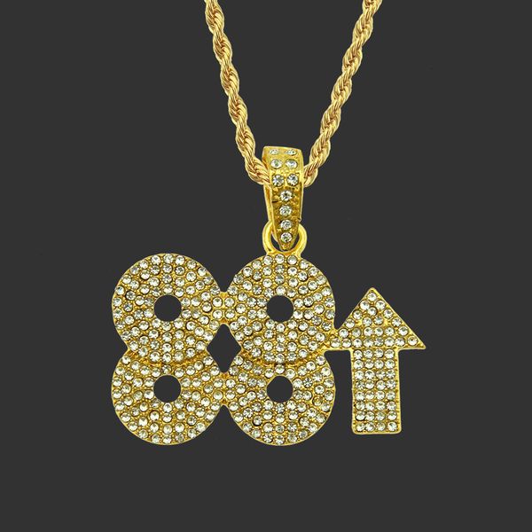 

men chains pendant for hip hop amulet neck s 88rising rich chigga singer's same full diamond jewelry men's digital necklace, Silver