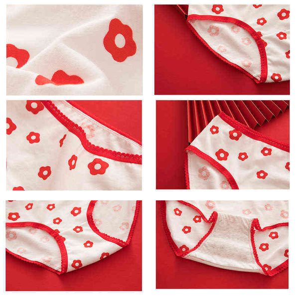 NXY Seksi Set5pcs / lot Külot Kadın İç Çamaşırı Sevimli Seksi Lingeries Nefes Kadın Külot Kadın Pantolon Bayanlar için Bayanlar Natal Yılı Kırmızı Külot 1128