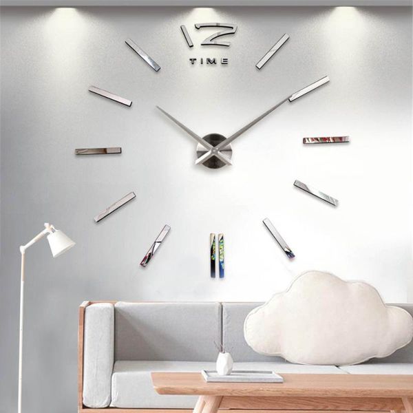 

wall clocks 3d clock modern design diy acrylic mirror stickers for living room bedroom home decor quartz needle europe horloge